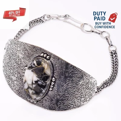 Oferta Black Friday Jaspe Art Deco Canal Set Hermana Boho Brazalete Brazalete Plata 925 Foto 1 de 4