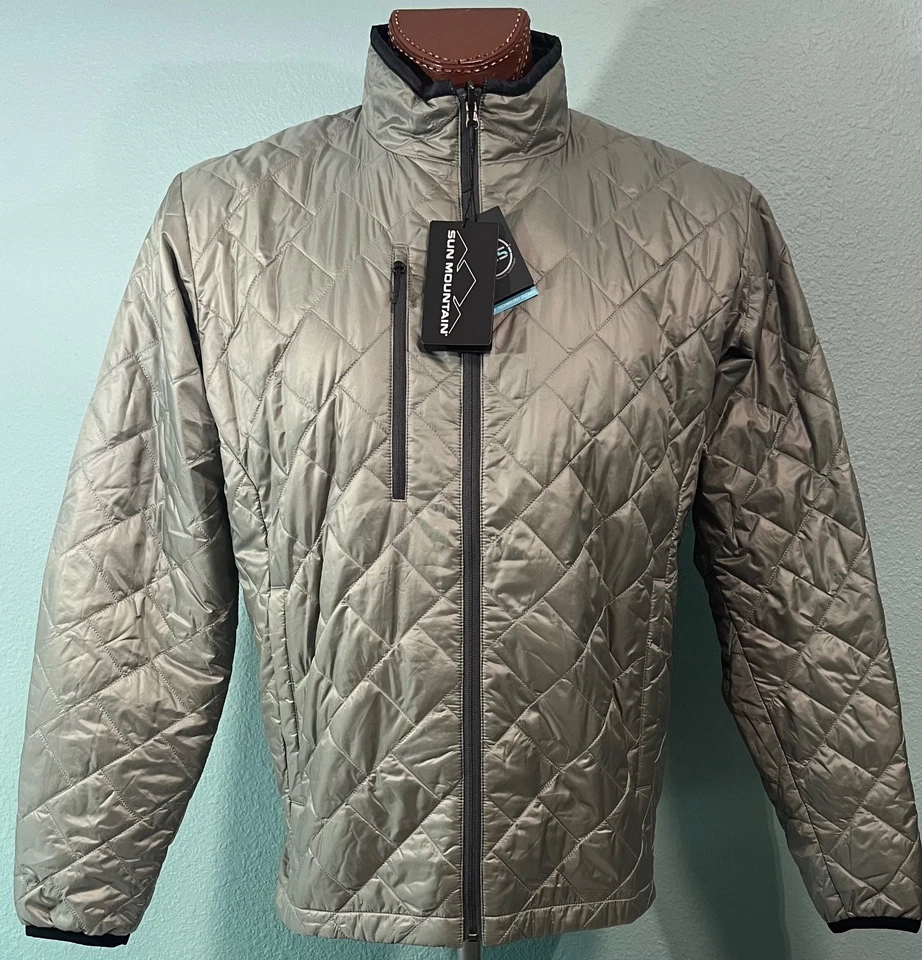 CHAQUETA SUN MOUNTAIN GOLF REVERSIBLE PUFFY manga larga cremallera completa talla L NEGRO OLIVA Foto 1 de 2