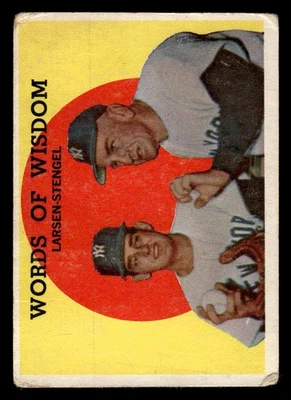1959 年 Topps #383 Words of Wisdom (Larsen/Stengel)- GD-VG *TedsCardShack* — 第 1/2 张图片
