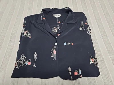 Figuras David Dart Línea Negra "IR DE COMPRAS" Botón Único Top/Blusa Talla 2X Foto 1 de 4