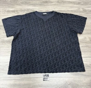 Size XXXL - Dior Oblique Relaxed Fit Terry Cotton Jacquard T-Shirt ' Navy Blue ' - Picture 1 of 15