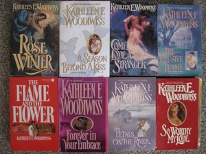Lot 8 Kathleen Woodiwiss Romance Novels - Flame and the Flower - Trade Paperback - Picture 1 of 9