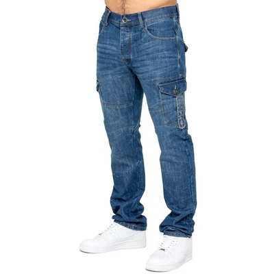 Enzo Mens Straight Leg Regular Fit Jeans Heavy Denim Casual Cotton Trouser Pants - Image 1 of 4