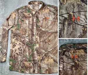 Under Armour XL Camo Real Tree Xtra All Season Button Up Shirt Loose Orange Logo - Bild 1 von 15