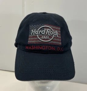 Hard Rock Cafe ® Washington Black Classic Logo American Flag Hat Cap- Preowned - Picture 1 of 8