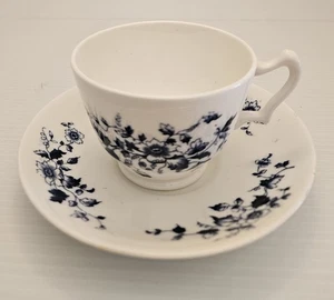 Crown Staffordshire Bone China Tasse & Untertasse Marine Blumenmuster  - Bild 1 von 4