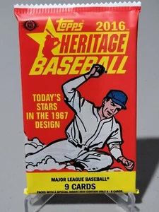 2016 TOPPS HERITAGE BASEBALL FACTORY SEALED HOBBY PACK 9 CARDS PER PACK - Picture 1 of 1