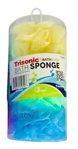 Bath Sponge Shower Loofahs 3-Count Mesh Pouf Bath Scrunchies Body Wash Puff  - Picture 1 of 2