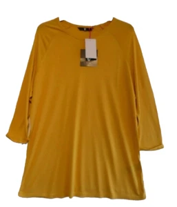 V by Very Thin Mustard Top 3/4 Length Sleeves Stretchy NEW £15 - Picture 1 of 4