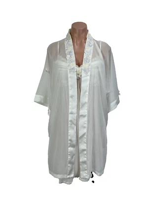 Vera Wang Babydoll Peignoir Conjunto Bata Vestido Coqueta Transparente Hada Camisón PinUp Foto 1 de 4