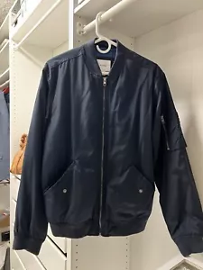 Old Navy Mens Bomber Jacket Blue Long Sleeve Full Zip Size M Polyester - Picture 1 of 8