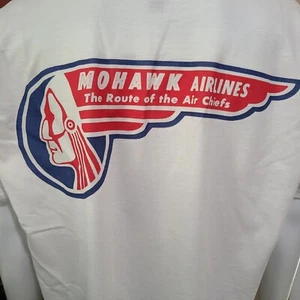 Vintage AIRLINE T-SHIRT MOHAWK AIRLINES "THE ROUTE OF THE AIR CHIEFS" - Picture 1 of 5
