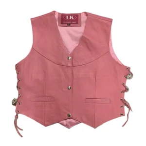 Leather King Pink Leather Side Lace with Medallions Western Vest Women’s Large - Bild 1 von 2