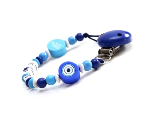 ☆Schnullerkette mit Namen Junge★Nazar Türkisch Kücük Prens Babygeschenk ☆d.Blau - Bild 1 von 4