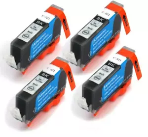 4 Black Compatible Printer Ink Cartridges to replace Canon 521 / CLI521Bk - Picture 1 of 1