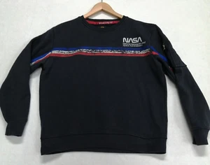 Alpha Industries NASA Sudadera Para Hombres Grande Azul Marino Jersey Cuello Redondo Pullover - Imagen 1 de 19