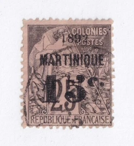 MATT'S STAMPS SCOTT MARITNIQUE #30 FRENCH COLONIES 15-C. ISSUE 1892, USED CV$36 - Picture 1 of 3