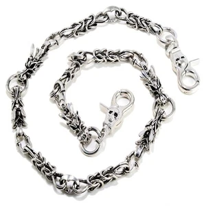 2 Dragon Head Trucker Rocker Biker Key Jean Wallet Chain (27") Silver NCS84 - Picture 1 of 5