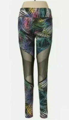 Onzie Leggings Medium Large Black Purple Green Women's  - Image 1 of 4