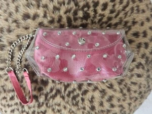 Vintage Victoria's Secret-Clear Plastic & Rhinestone Wristlet Pink Silky Lining - Picture 1 of 4