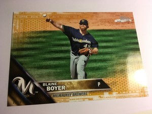2016 Topps Update Jumbo 5x7 Blaine Boyer Brewers US7 #’d 01/10 Gold