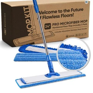 24" Microfiber Mop System Clean & Dust Hardwood Laminate & Tile Floors Reusable - Picture 1 of 7