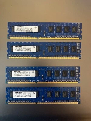 Memoria RAM Elpida EBJ10UE8BDF0 4GB (4x1GB) 1333MHz 240 Pin DIMM DDR3 - Immagine 1 di 2