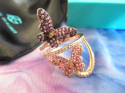 Anillo Rachel Glauber 18K Rosa GP y Negro Chapado Multicolor Circonita Cúbica Talla-8 Foto 1 de 4