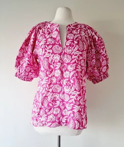 *Nuevo* Blusa Top WITCHERY Guayaba Rosa Lino Pintuck Manga Abullonada TALLA 10 - Imagen 1 de 7