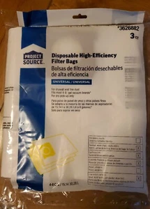 Project Source Disposable High-Efficiency Filter Bag 3-Count 4-8 Gallon Shop Vac - Picture 1 of 2
