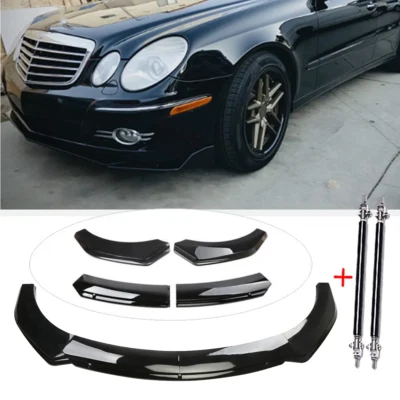 For Mercedes-Benz E200 E250 E280 E300 E350 Front Bumper Lip Spoiler With Strut Foto 1 de 4