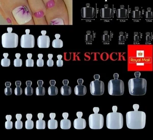 24pcs Coloured False Toe Nail Art Tips Full Cover Fake Toenails With Glue - Picture 1 of 8