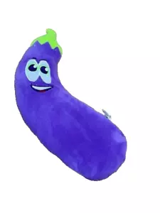 Eggplant Plush 20 in Purple Vegetable Grinning Smiling Six Flags Stuffed Toy - Picture 1 of 8