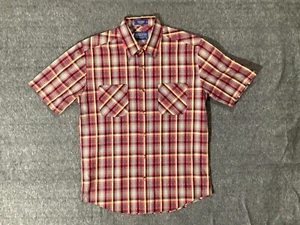 Pendleton Wave Shirt Mens S Red Plaid Button Up Short Sleeve EUC - Picture 1 of 6
