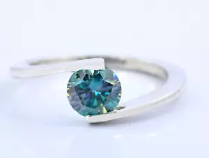 Anillo de diamantes azules de 2,35 quilates VS1 natural certificado joyería de oro blanco de 14 quilates - Imagen 1 de 8