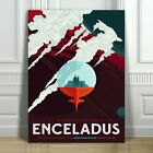 Cool Nasa Travel Canvas Art Print Poster - Enceladus - Space Travel - 24X16"