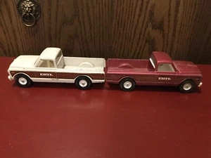 Vintage ERTL GMC Pickup Trucks White/Brown And Purple Metal 1960’s Good Cond 8” - Picture 1 of 12