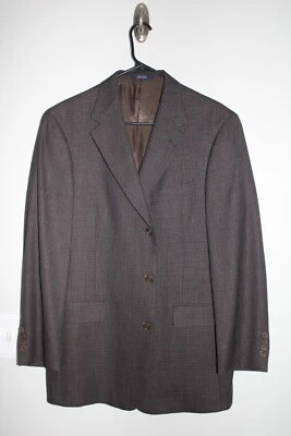 ABRIGO DEPORTIVO DE LANA TEJIDO MARRÓN Y NEGRO TED BAKER talla 42R traje chaqueta HECHO en EE. UU. Foto 1 de 4