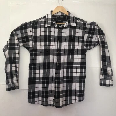 AlpineStars Medium Mens Plaid Flannel Long Sleeve Shirt Black & White - Image 1 of 4