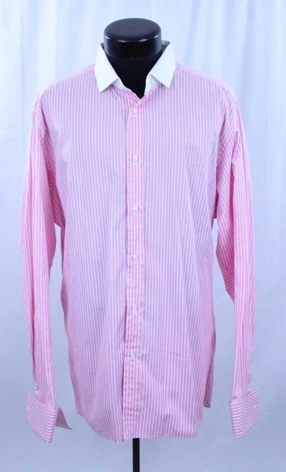 Men Ralph Lauren Purple Label Button Down Dress Shirt 17.5/44 Made Italy Flat NY - Image 1 of 4