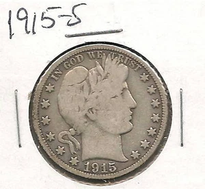 1915-S Barber Half Dollar : Very Good + - Picture 1 of 2
