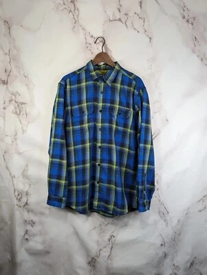 Eddie Bauer Shirt Mens Large Blue Green Plaid Button Up Travex Shacket Wicking - Image 1 of 4