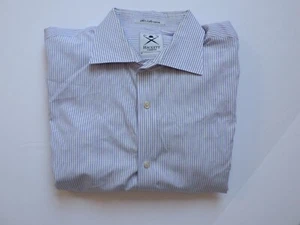 Camicia HACKETT LONDON blu bianca a righe anni 100 2 strati cotone bottoni davanti tg 17/43 - Foto 1 di 4