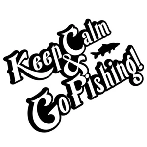 Keep Calm & Go Fishing Sticker Decal Typography, Car Van Window Bumper Wall Carp - Picture 1 of 2