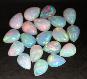Ethiopian Welo Opal 10 Pieces 5x7mm Pear Cabochon Loose Gemstone For Jewelry - Picture 1 of 1