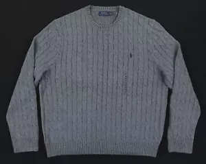 Polo Ralph Lauren Hombre 2XL Tejido por Cable Suéter 100% Algodón Gris Nuevo con Etiquetas - Imagen 1 de 11