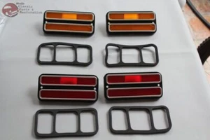 Chevy GMC Pickup Truck Front Rear Side Marker Lamp Set Amber Red Chrome Trim New - Picture 1 of 7