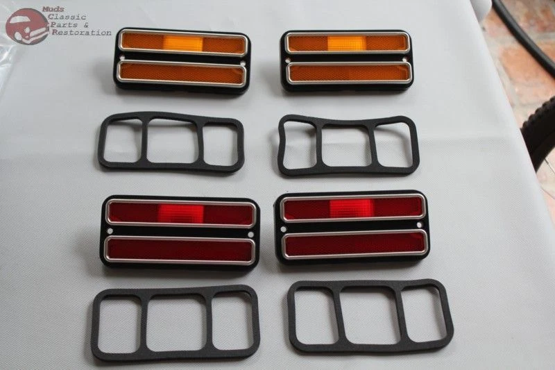 Juego de luces marcadoras laterales delanteras traseras para camioneta Chevy GMC ámbar rojo cromo moldura nuevo Foto 1 de 4
