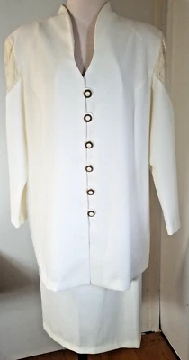 Chad Stevens 2 Piezas Chaqueta y Falda Traje Mujer 18W Blanco Encaje Madre de la Novia 3283 Foto 1 de 4