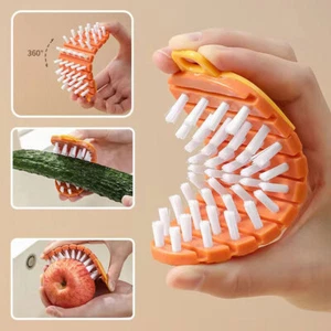 Flexible Vegetable Fruit Cleaning Brush Kitchen Potato Cleaning Scrubber Tool TK - Picture 1 of 18